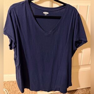 Old Navy Women's Deep Blue V-Neck Tee